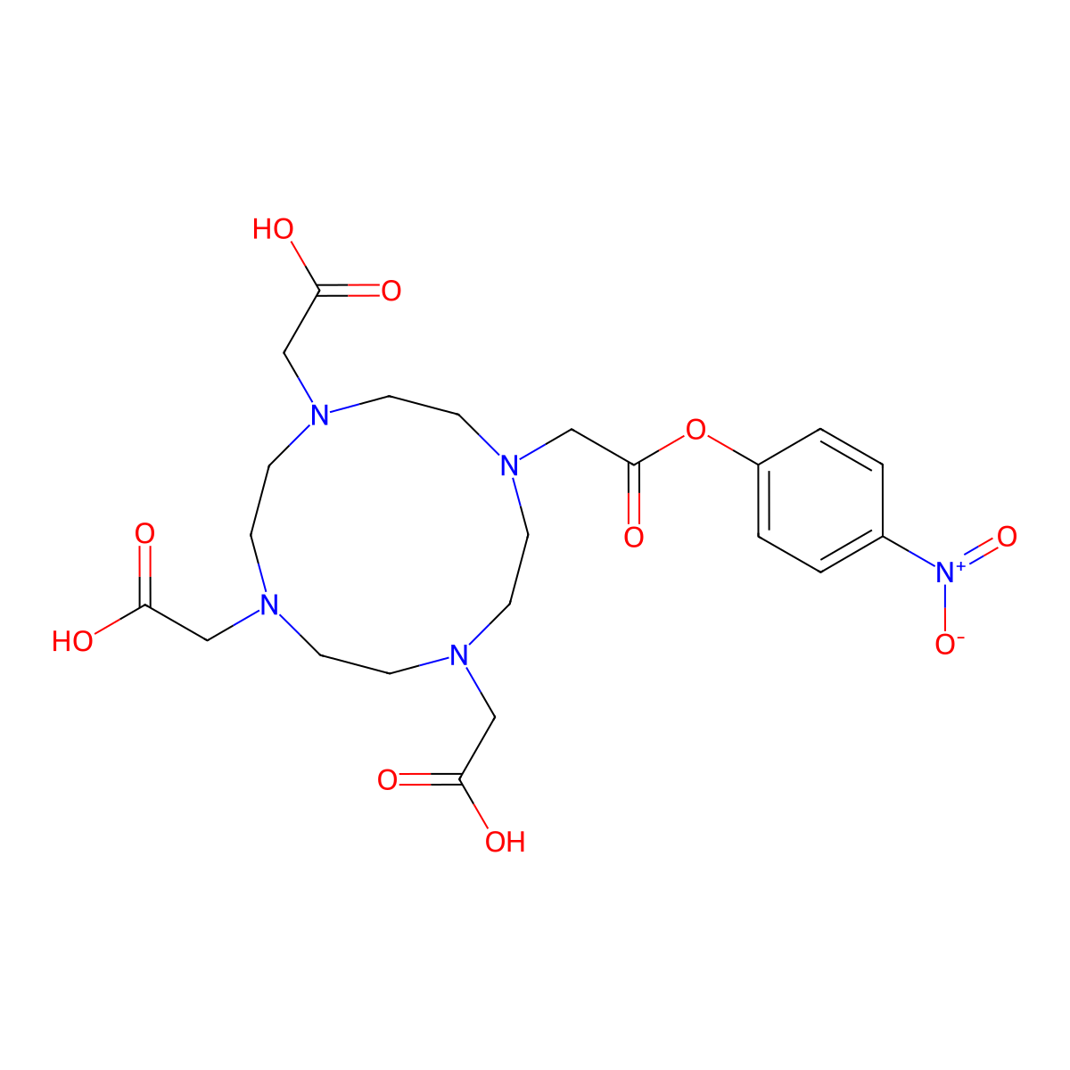 2,2',2''-(10-(2-(4-Nitrophenoxy)-2-oxoethyl)-1,4,7,10-tetraazacyclododecane-1,4,7-triyl)triacetic acid molecular structure, CAS 474424-15-2
