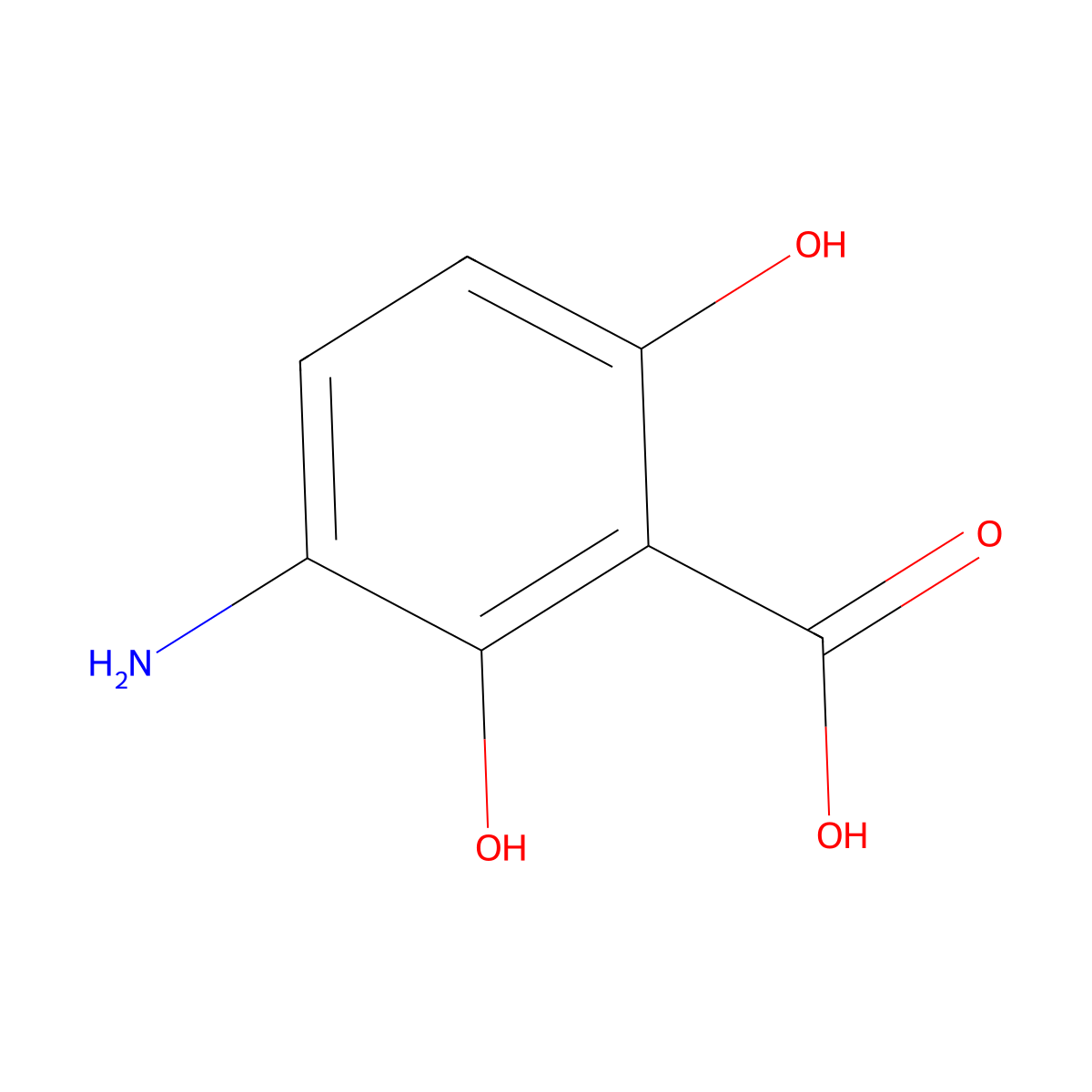 3-Amino-2,6-dihydroxybenzoic acid molecular structure, CAS 474425-50-8