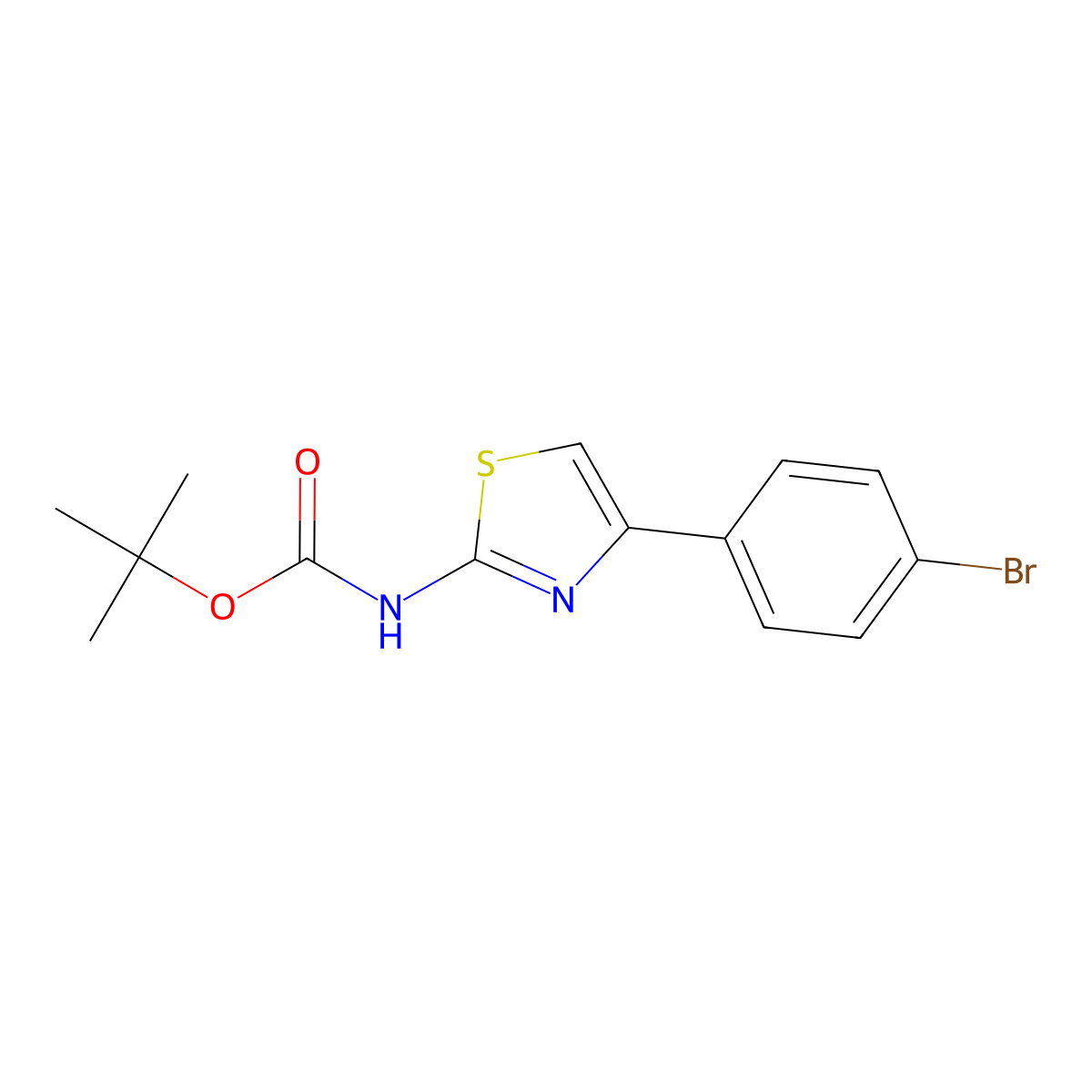 Tert-butyl N-[4-(4-bromophenyl)-1,3-thiazol-2-yl]carbamate molecular structure, CAS 474429-54-4