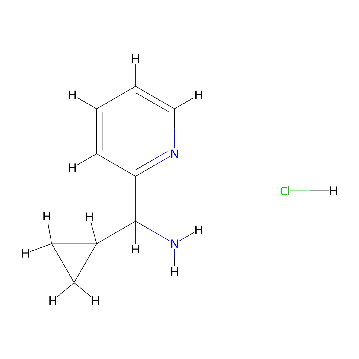 Cyclopropyl(pyridin-2-YL)methanamine hcl molecular structure, CAS 474448-94-7