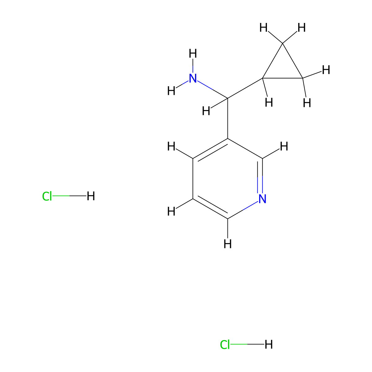 Cyclopropyl(pyridin-3-yl)methanamine dihydrochloride molecular structure, CAS 474448-95-8