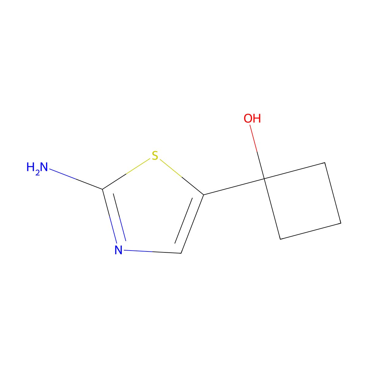 1-(2-Amino-1,3-thiazol-5-yl)cyclobutan-1-ol molecular structure, CAS 474461-19-3