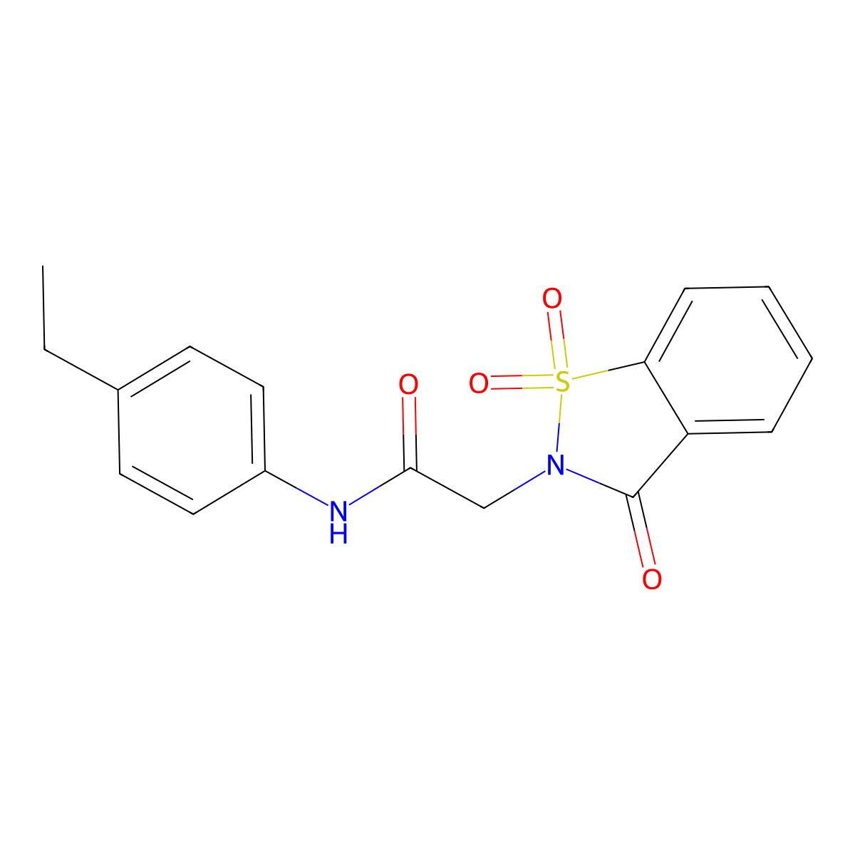 2-(1,1-dioxido-3-oxo-1,2-benzothiazol-2(3H)-yl)-N-(4-ethylphenyl)acetamide molecular structure, CAS 474469-68-6