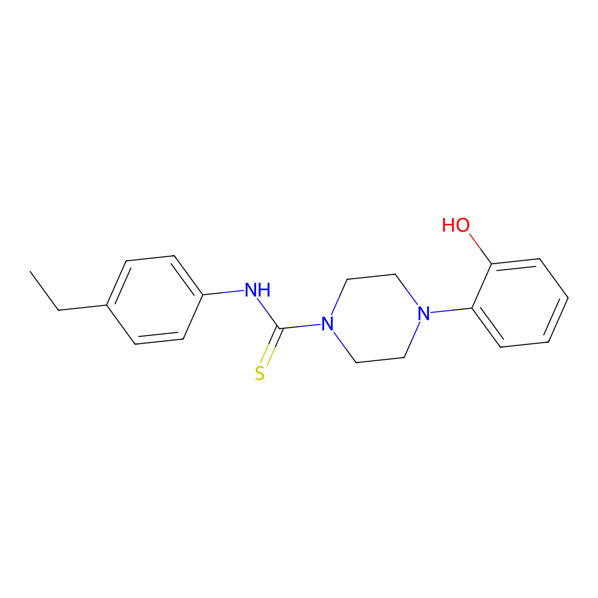 N-(4-ethylphenyl)-4-(2-hydroxyphenyl)piperazine-1-carbothioamide molecular structure, CAS 474470-39-8