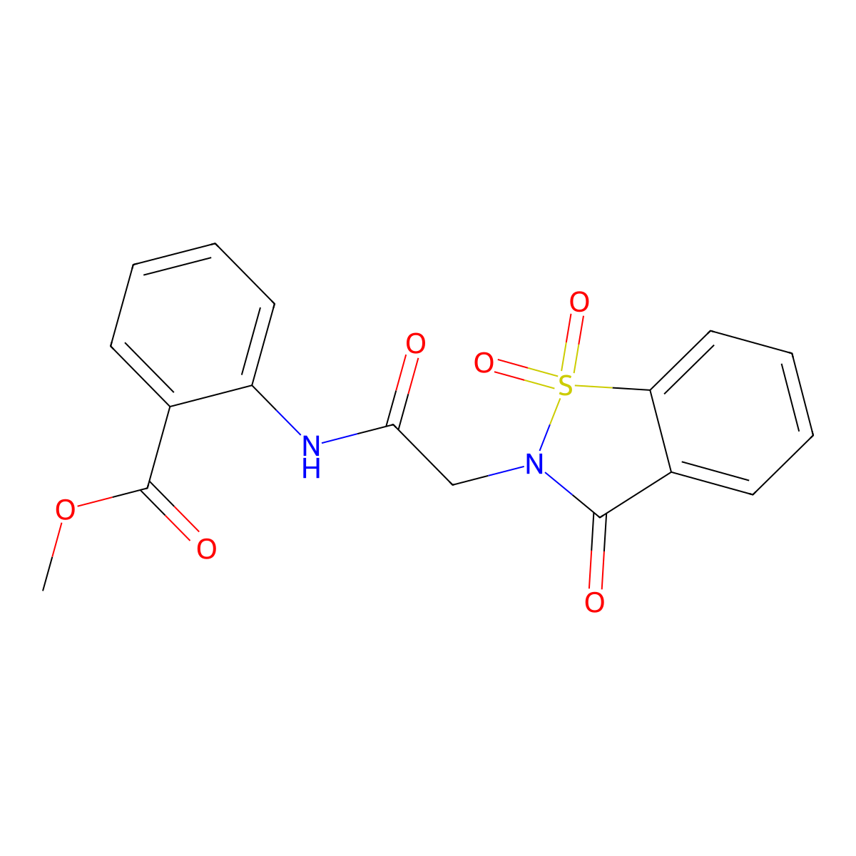 methyl 2-{[(1,1-dioxido-3-oxo-1,2-benzisothiazol-2(3H)-yl)acetyl]amino}benzoate molecular structure, CAS 474480-20-1