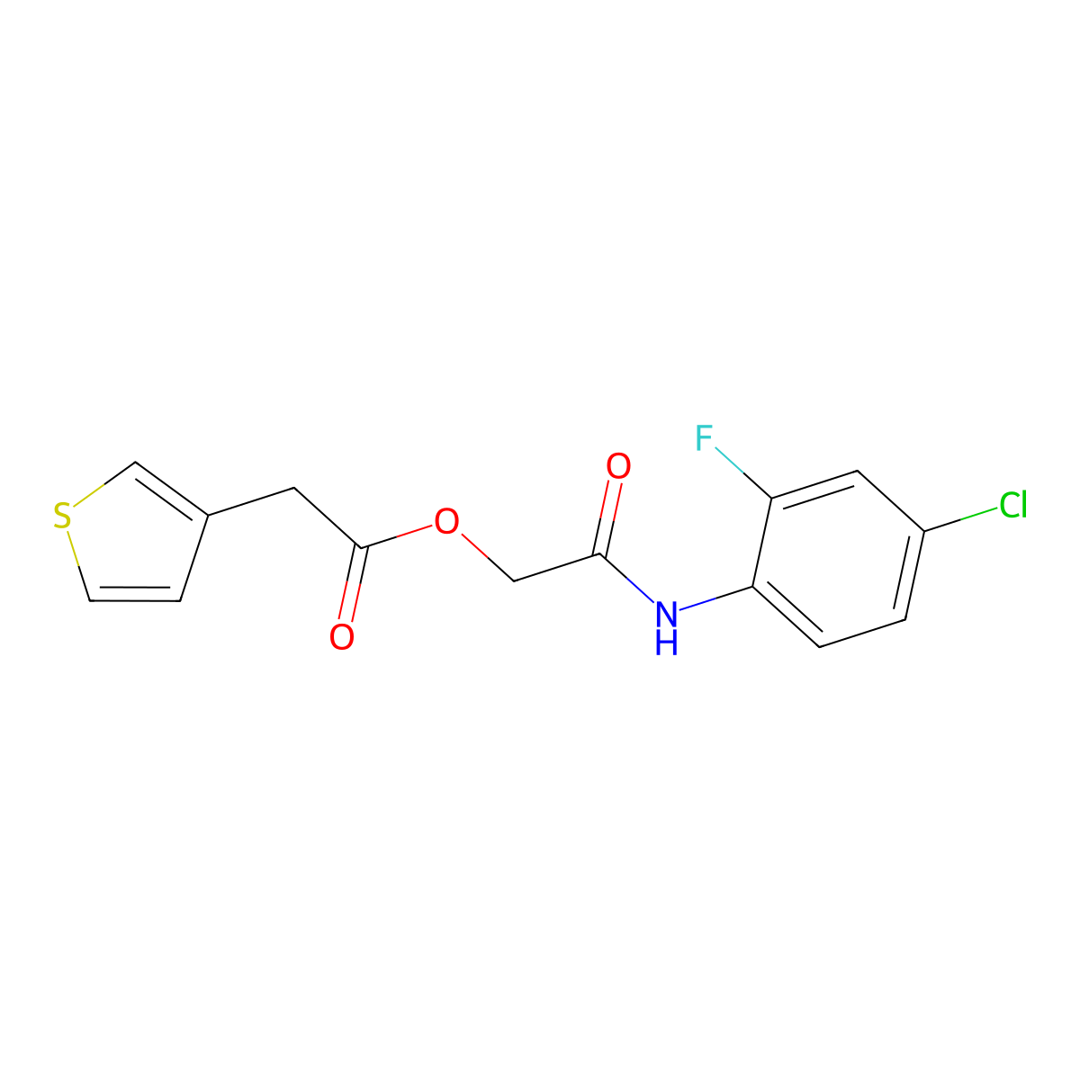 [2-(4-Chloro-2-fluoroanilino)-2-oxoethyl] 2-thiophen-3-ylacetate molecular structure, CAS 474481-55-5
