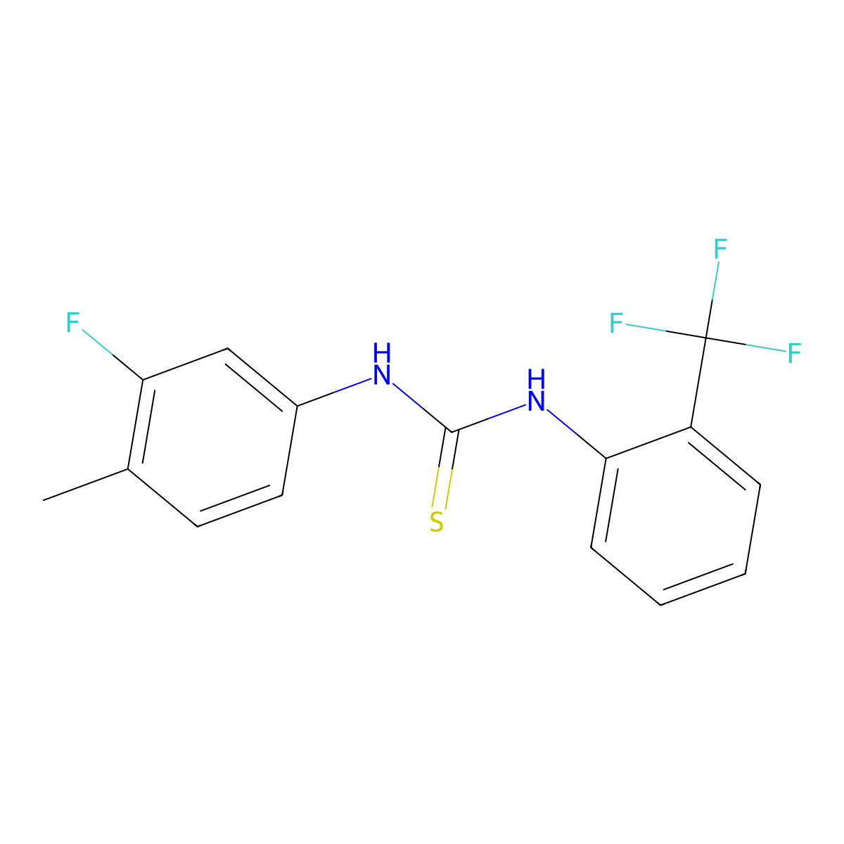 1-(3-Fluoro-4-methylphenyl)-3-[2-(trifluoromethyl)phenyl]thiourea molecular structure, CAS 474496-68-9