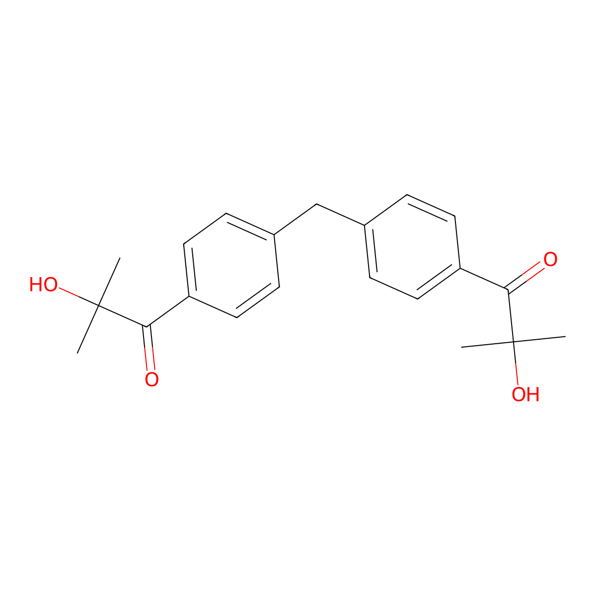 Bis(4-(2-hydroxy-2-methylpropionyl)phenyl)methane molecular structure, CAS 474510-57-1
