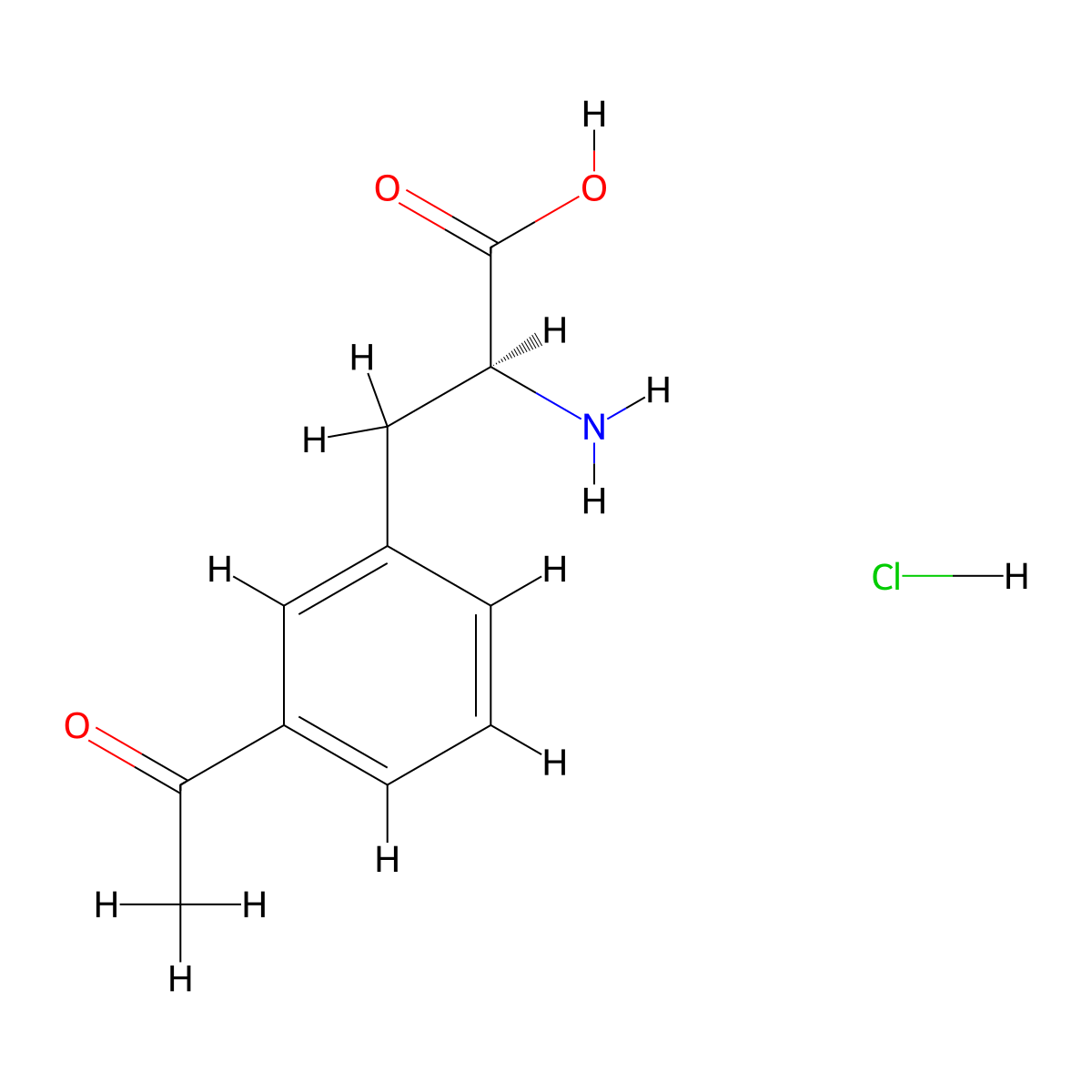 (2S)-3-(3-acetylphenyl)-2-aminopropanoic acid hydrochloride molecular structure, CAS 474519-59-0