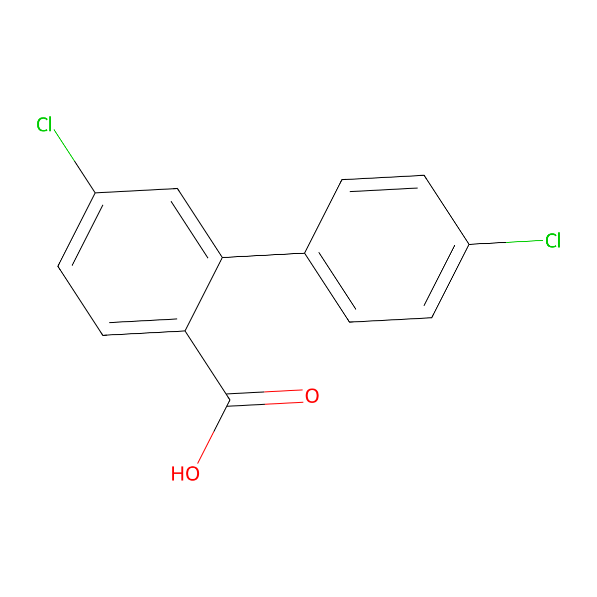 4-Chloro-2-(4-chlorophenyl)benzoic acid molecular structure, CAS 474520-29-1