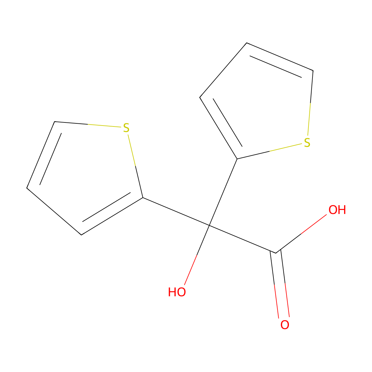 2-Hydroxy-2,2-bis(2-thienyl) acetic acid molecular structure, CAS 4746-63-8