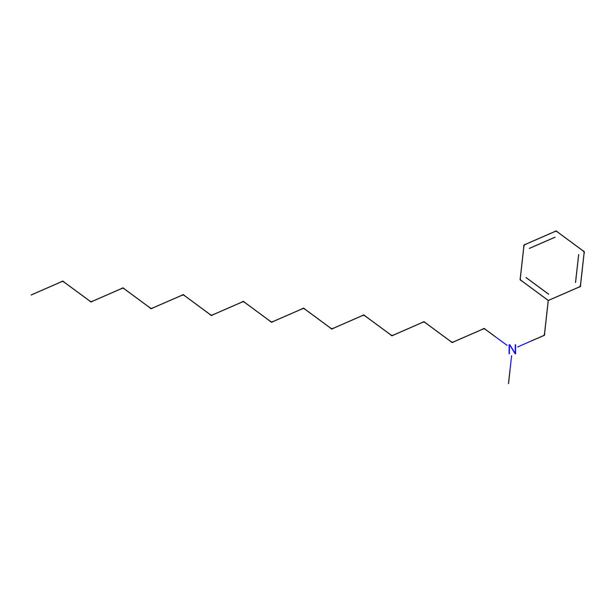 N-Hexadecyl-N-methylbenzenemethanamine molecular structure, CAS 47461-80-3