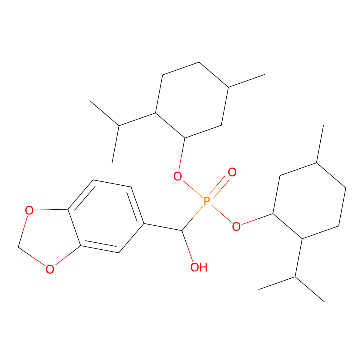 1,3-Benzodioxol-5-yl-bis[(5-methyl-2-propan-2-ylcyclohexyl)oxy]phosphorylmethanol molecular structure, CAS 474621-34-6