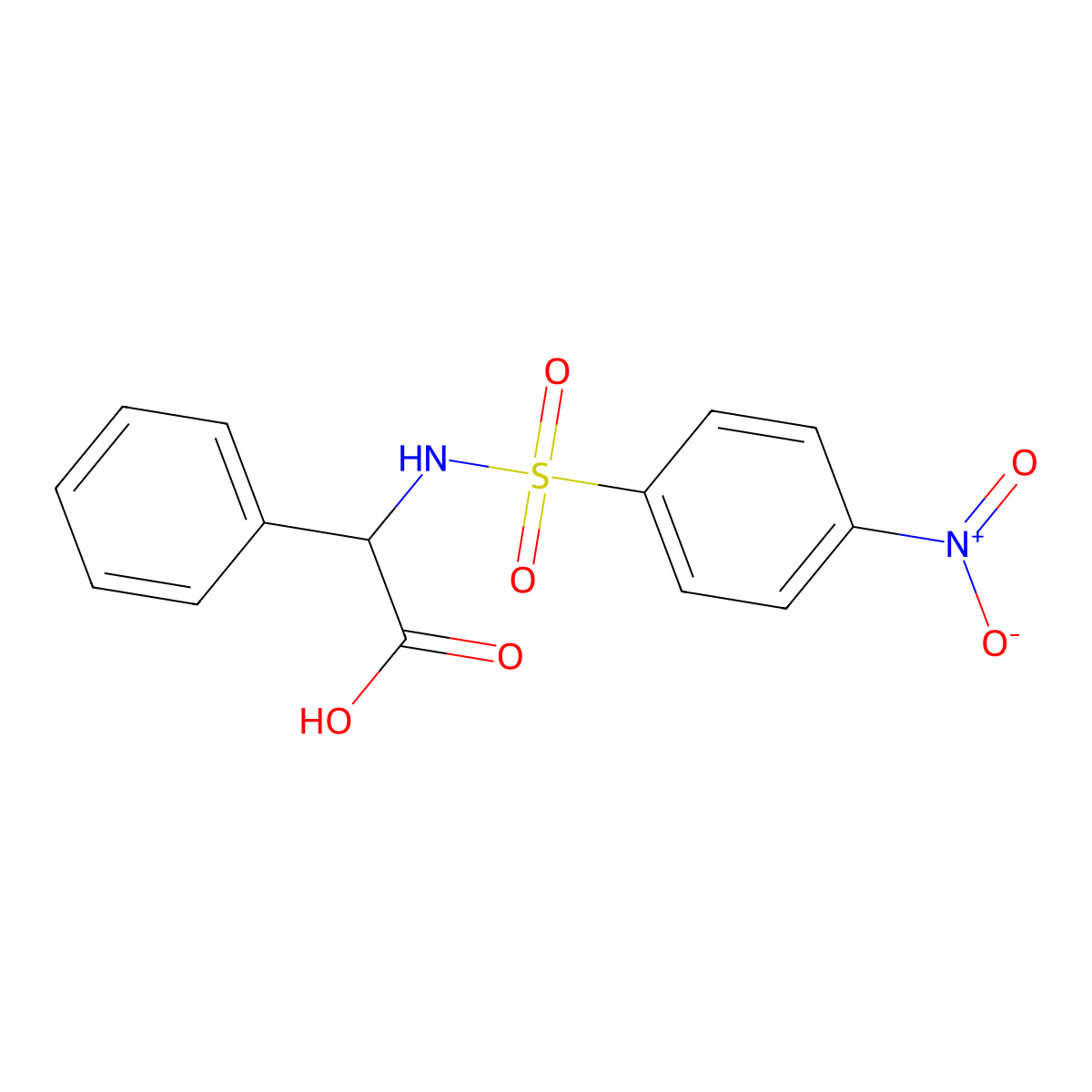 2-((4-Nitrophenyl)sulfonamido)-2-phenylacetic acid molecular structure, CAS 474621-94-8