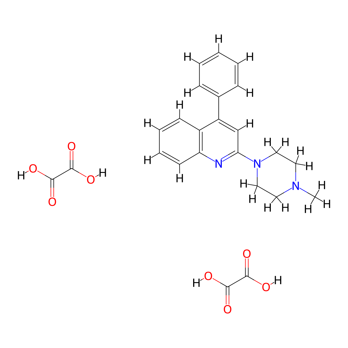 2-(4-Methylpiperazin-1-yl)-4-phenylquinoline dioxalate molecular structure, CAS 474625-56-4