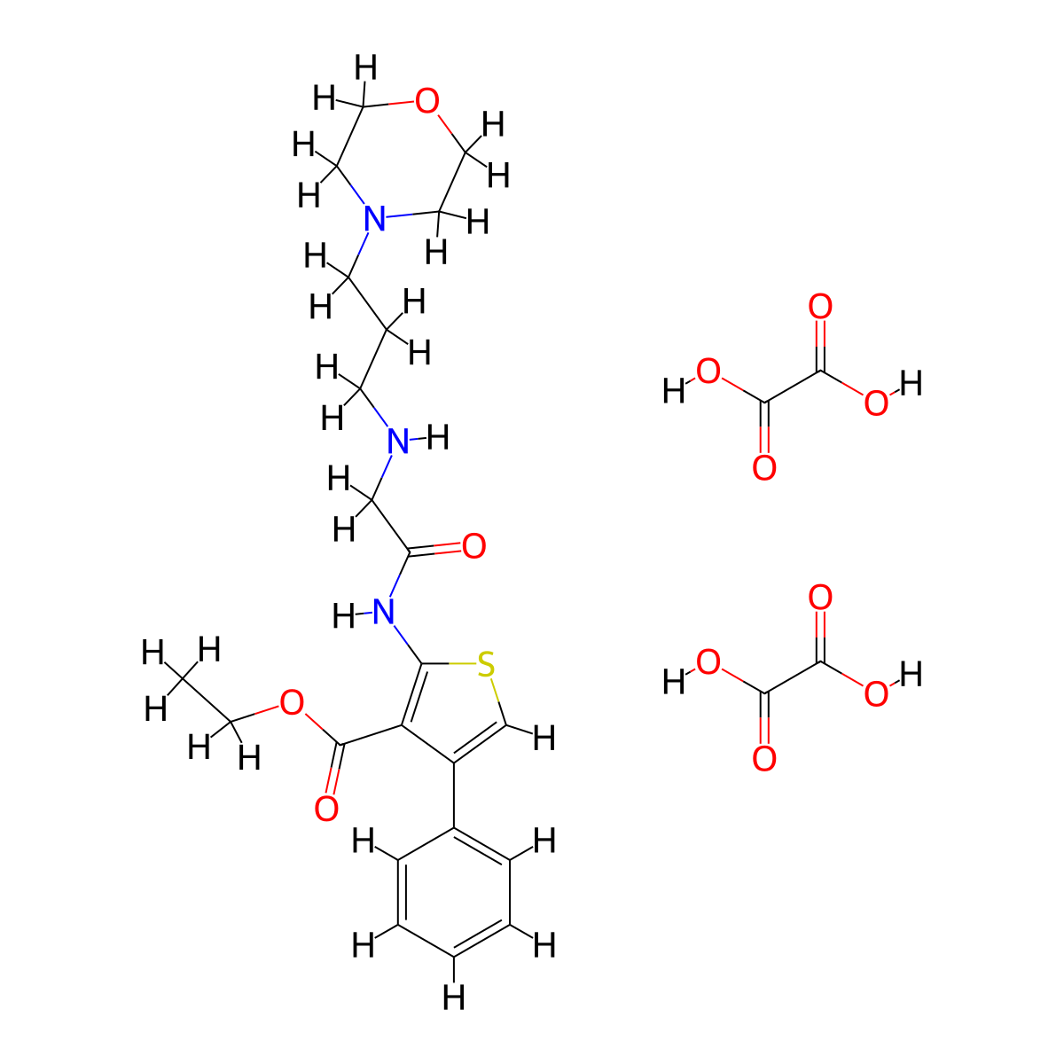 Ethyl 2-(2-((3-morpholinopropyl)amino)acetamido)-4-phenylthiophene-3-carboxylate dioxalate molecular structure, CAS 474625-60-0