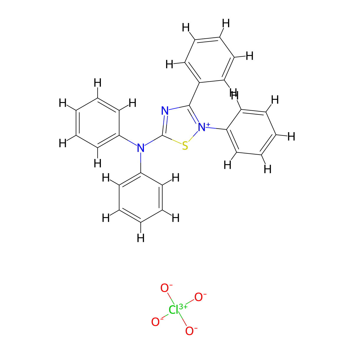 5-(Diphenylamino)-2,3-diphenyl-1,2,4-thiadiazol-2-ium perchlorate molecular structure, CAS 474625-70-2