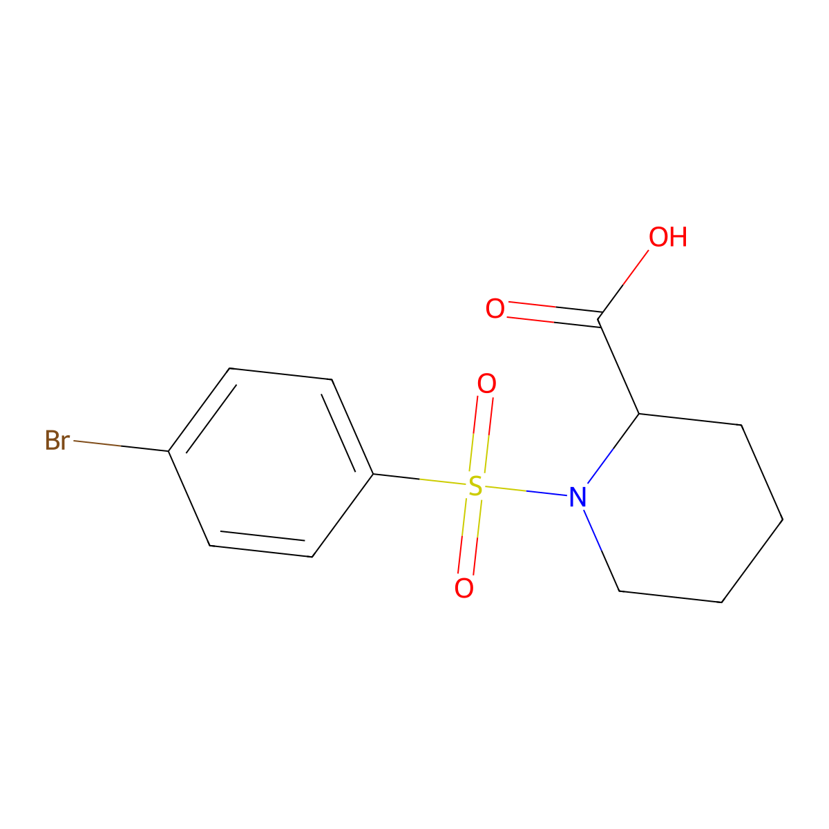 1-((4-Bromophenyl)sulfonyl)piperidine-2-carboxylic acid molecular structure, CAS 474625-93-9