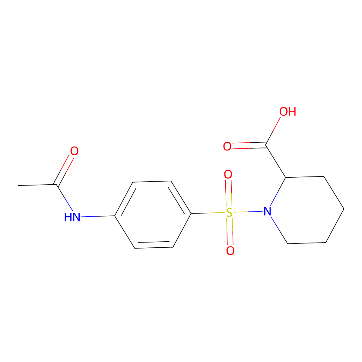 1-((4-(Acetylamino)phenyl)sulfonyl)-2-piperidinecarboxylic acid molecular structure, CAS 474625-95-1