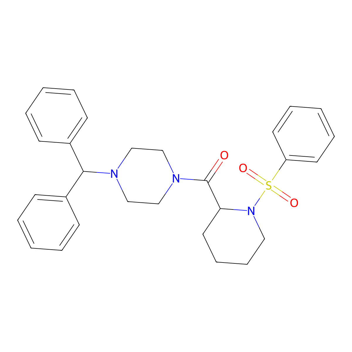 1-[1-(Benzenesulfonyl)piperidine-2-carbonyl]-4-(diphenylmethyl)piperazine molecular structure, CAS 474626-02-3