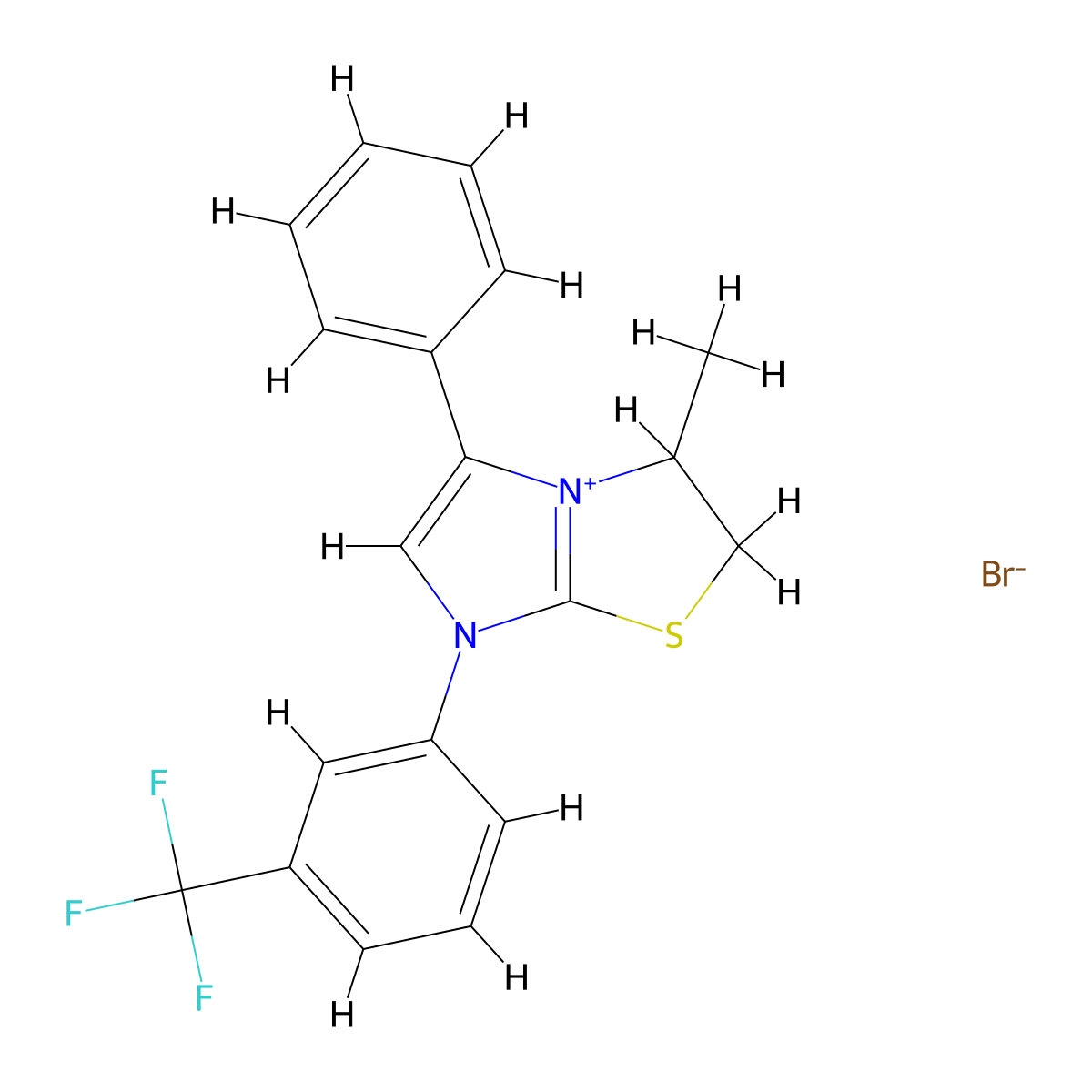 3-Methyl-5-phenyl-7-(3-(trifluoromethyl)phenyl)-2,3-dihydroimidazo[2,1-b]thiazol-7-ium bromide molecular structure, CAS 474647-44-4