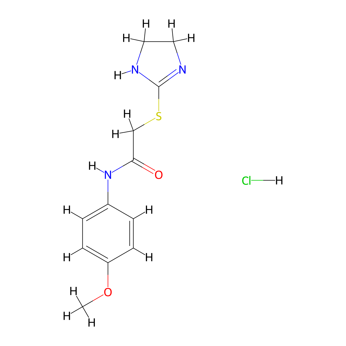 2-(4,5-dihydro-1H-imidazol-2-ylsulfanyl)-N-(4-methoxyphenyl)acetamide hydrochloride molecular structure, CAS 474647-54-6