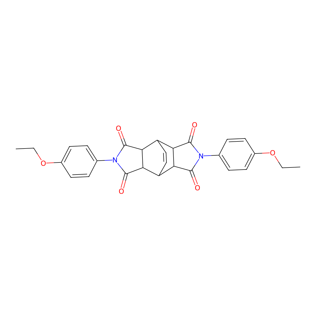 2,6-bis(4-ethoxyphenyl)-4,4a,8,8a-tetrahydro-4,8-ethenopyrrolo[3,4-f]isoindole-1,3,5,7(2H,3aH,6H,7aH)-tetraone molecular structure, CAS 474648-03-8