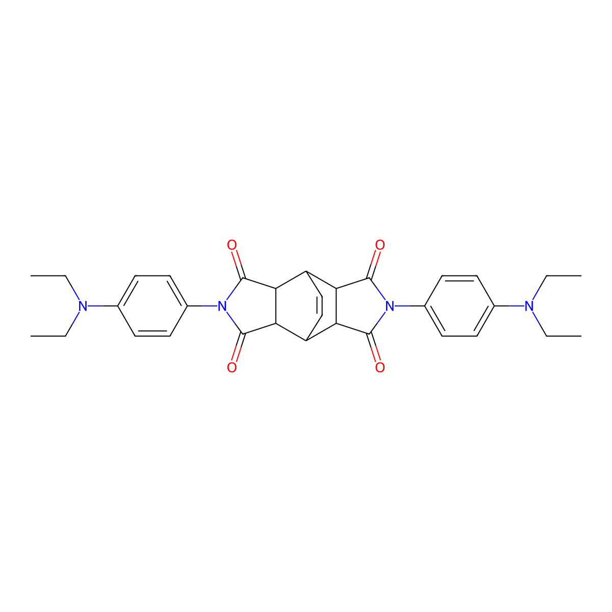 4,10-Bis[4-(diethylamino)phenyl]-4,10-diazatetracyclo[5.5.2.0^{2,6}.0^{8,12}]tetradec-13-ene-3,5,9,11-tetrone molecular structure, CAS 474648-11-8