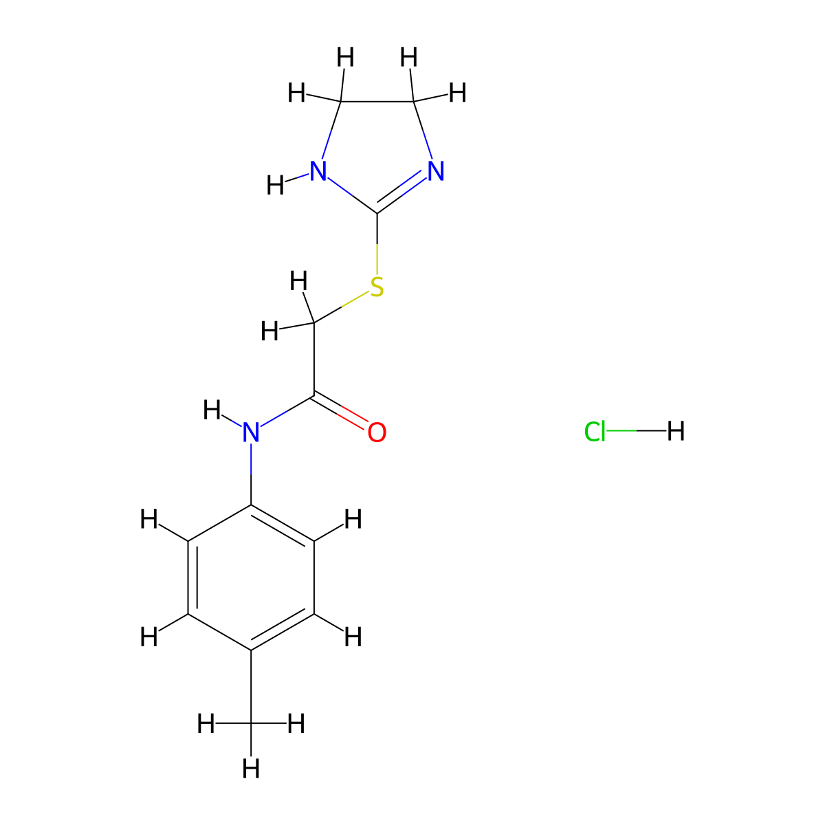 2-((4,5-dihydro-1H-imidazol-2-yl)thio)-N-(p-tolyl)acetamide hydrochloride molecular structure, CAS 474648-40-3