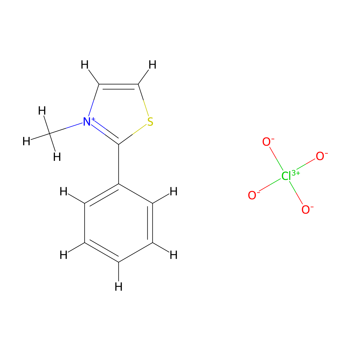 3-Methyl-2-phenylthiazol-3-ium perchlorate molecular structure, CAS 474650-42-5