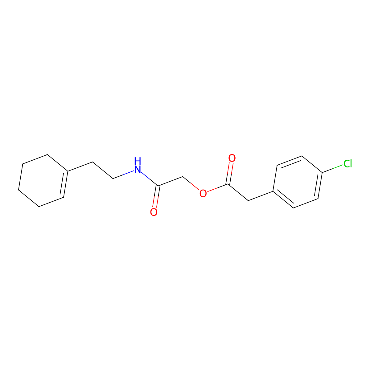 [2-[2-(Cyclohexen-1-yl)ethylamino]-2-oxoethyl] 2-(4-chlorophenyl)acetate molecular structure, CAS 474665-17-3