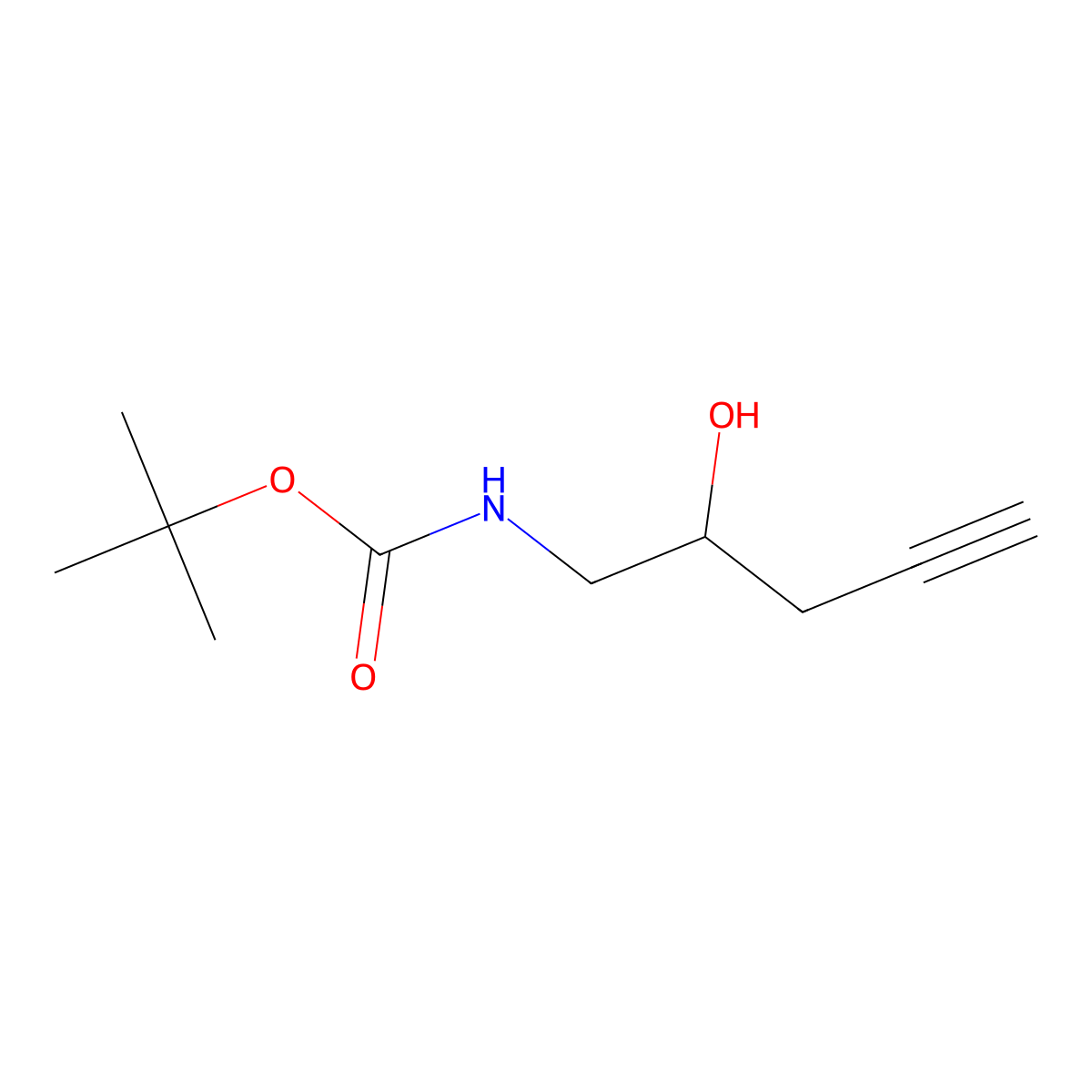 Tert-butyl N-(2-hydroxypent-4-YN-1-YL)carbamate molecular structure, CAS 474670-33-2