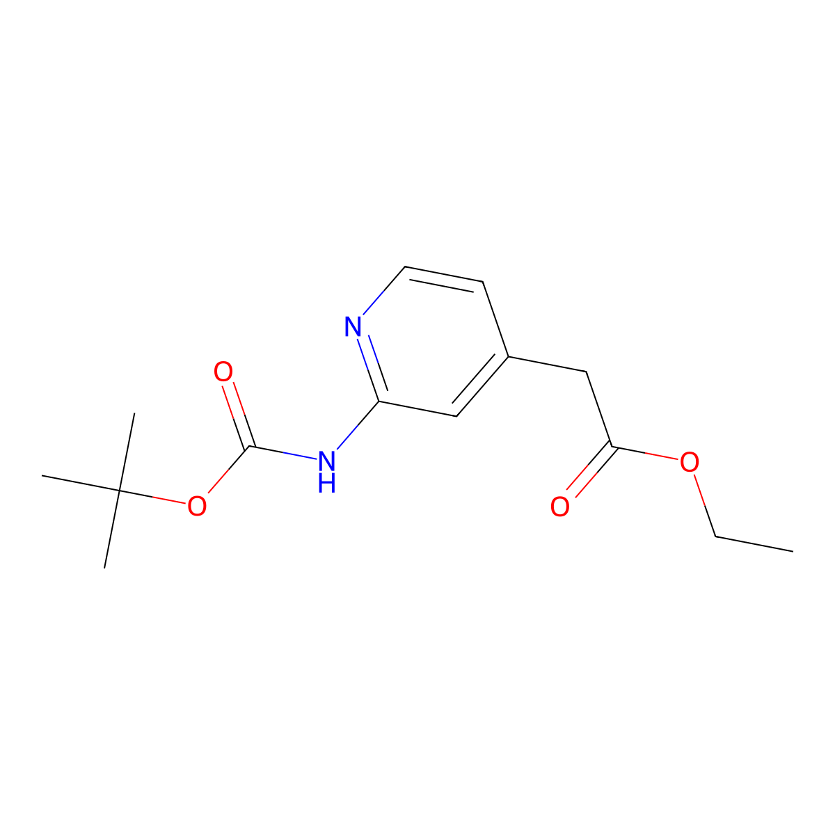 (2-Boc-amino-pyridin-4-yl)-acetic acid ethyl ester molecular structure, CAS 474679-02-2