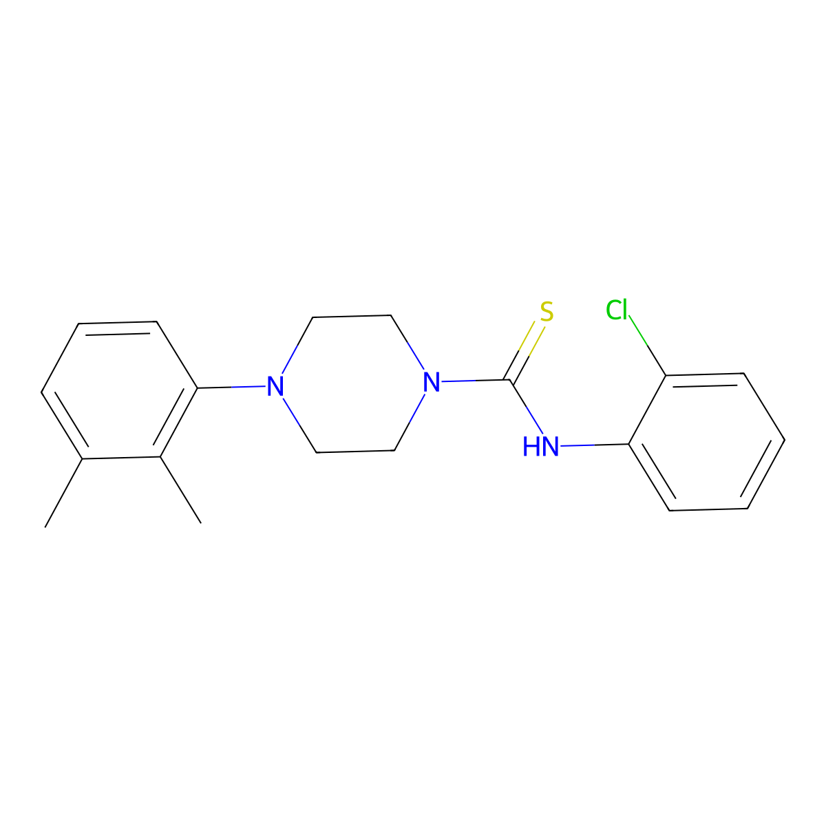 N-(2-chlorophenyl)-4-(2,3-dimethylphenyl)piperazine-1-carbothioamide molecular structure, CAS 474681-37-3