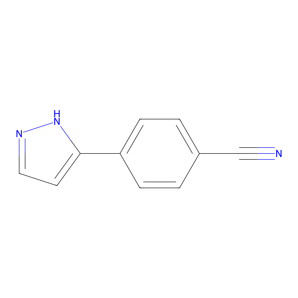 4-(1H-pyrazol-3-yl)benzonitrile molecular structure, CAS 474706-35-9