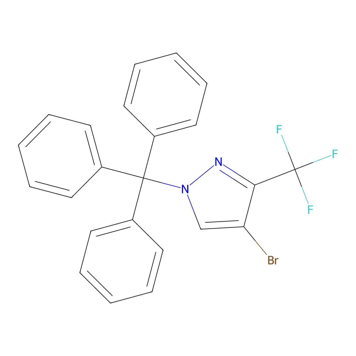 4-Bromo-3-(trifluoromethyl)-1-trityl-1H-pyrazole molecular structure, CAS 474706-50-8