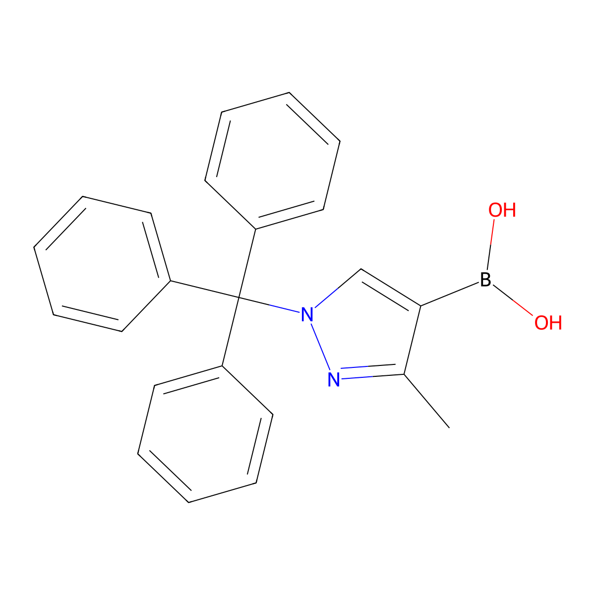 (3-Methyl-1-trityl-1H-pyrazol-4-yl)boronic acid molecular structure, CAS 474706-57-5