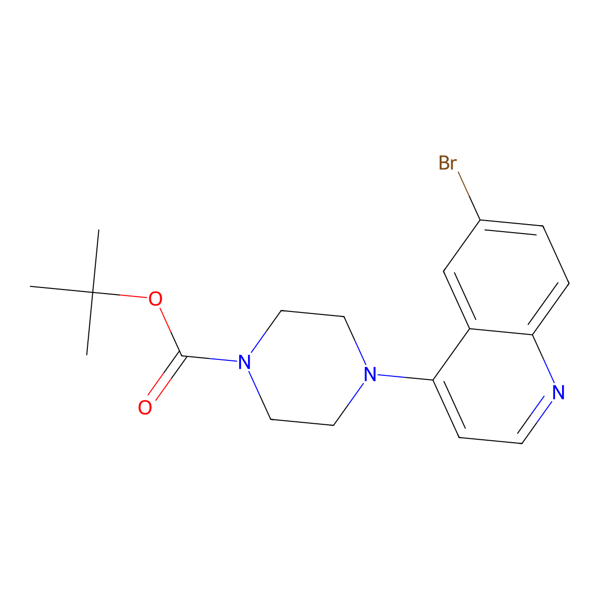 Tert-butyl 4-(6-bromoquinolin-4-yl)piperazine-1-carboxylate molecular structure, CAS 474707-23-8