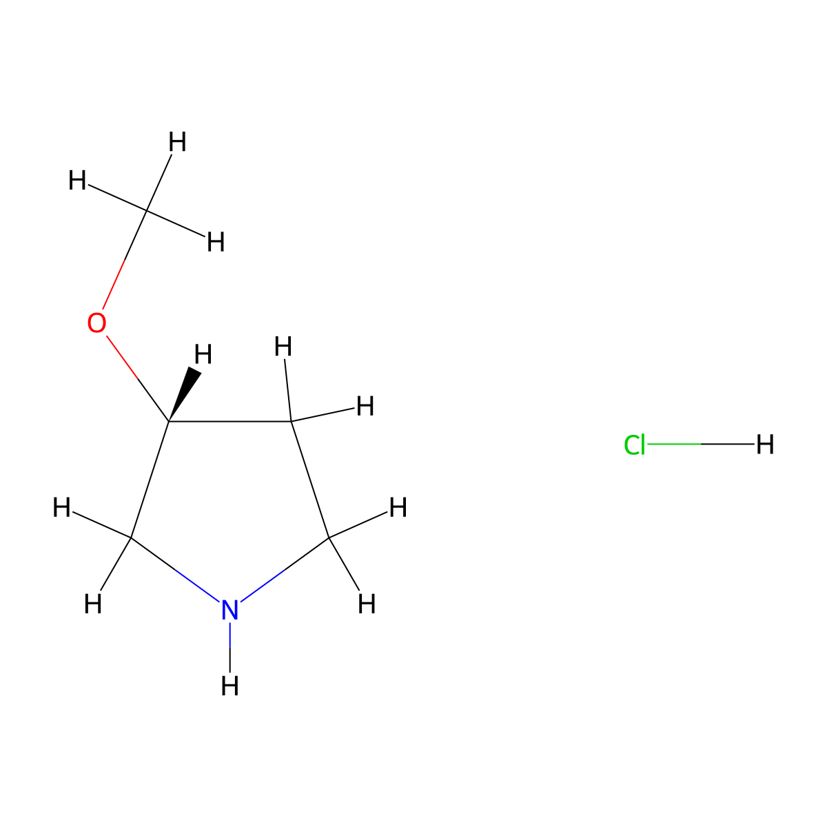 (3R)-3-methoxypyrrolidine hydrochloride molecular structure, CAS 474707-30-7