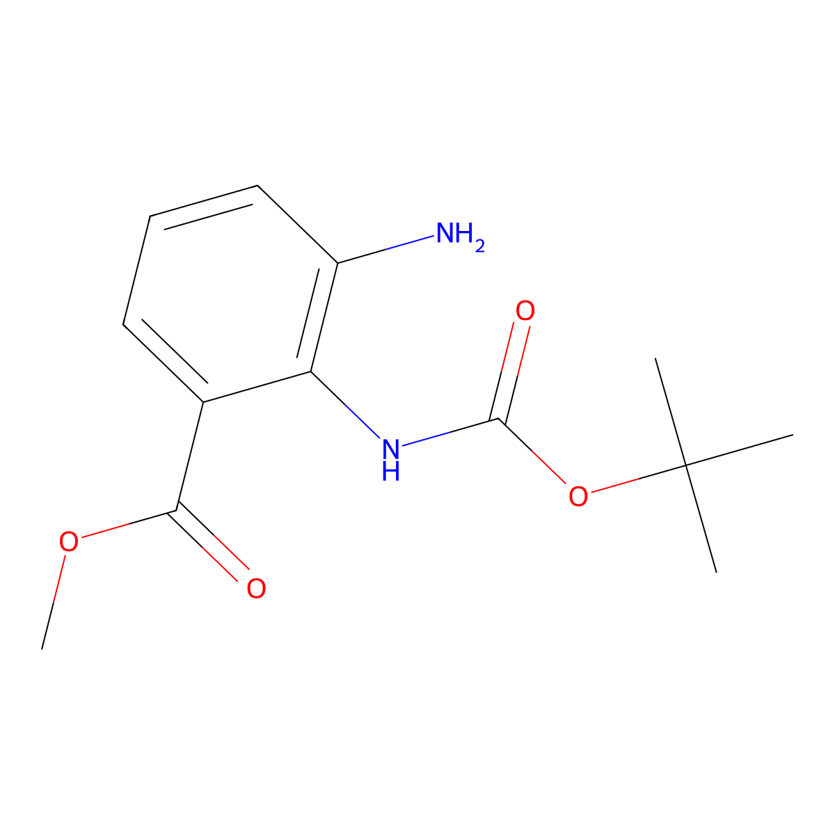 3-Amino-2-tert-butoxycarbonylamino-benzoic acid methyl ester molecular structure, CAS 474708-09-3