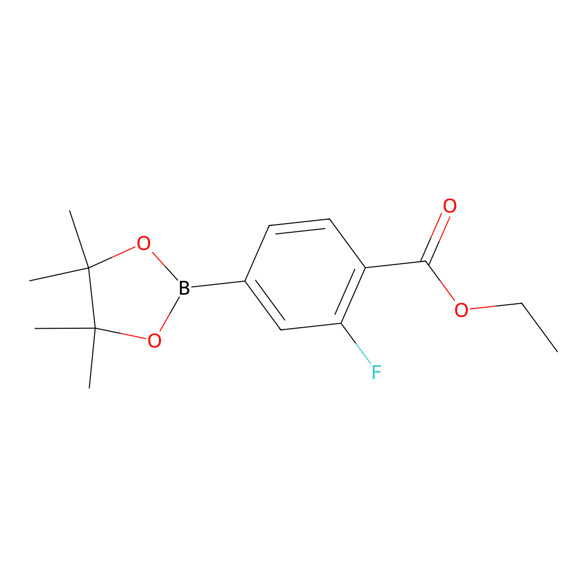 Ethyl 2-fluoro-4-(4,4,5,5-tetramethyl-1,3,2-dioxaborolan-2-yl)benzoate molecular structure, CAS 474709-72-3
