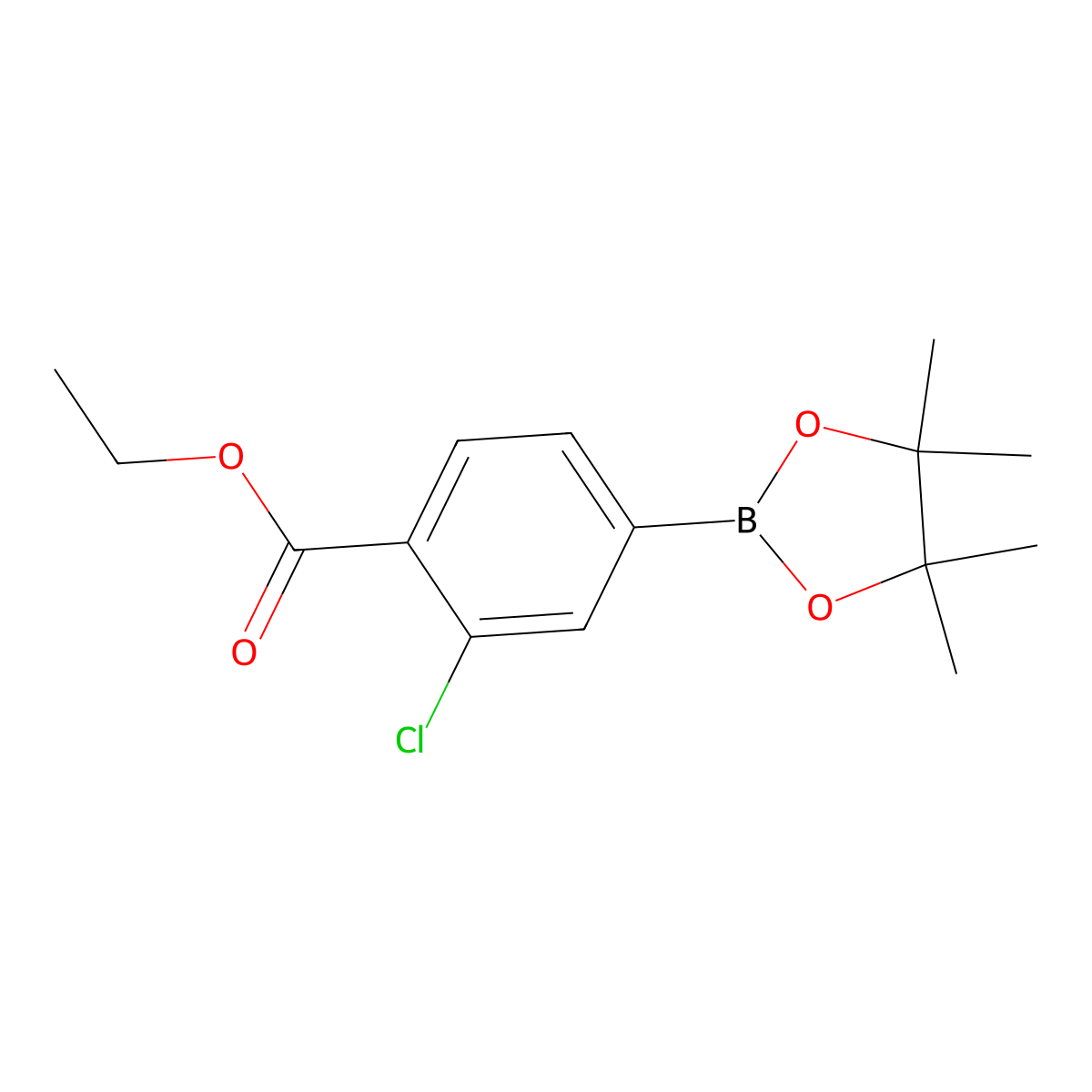 Ethyl 2-chloro-4-(4,4,5,5-tetramethyl-1,3,2-dioxaborolan-2-yl)benzoate molecular structure, CAS 474709-76-7