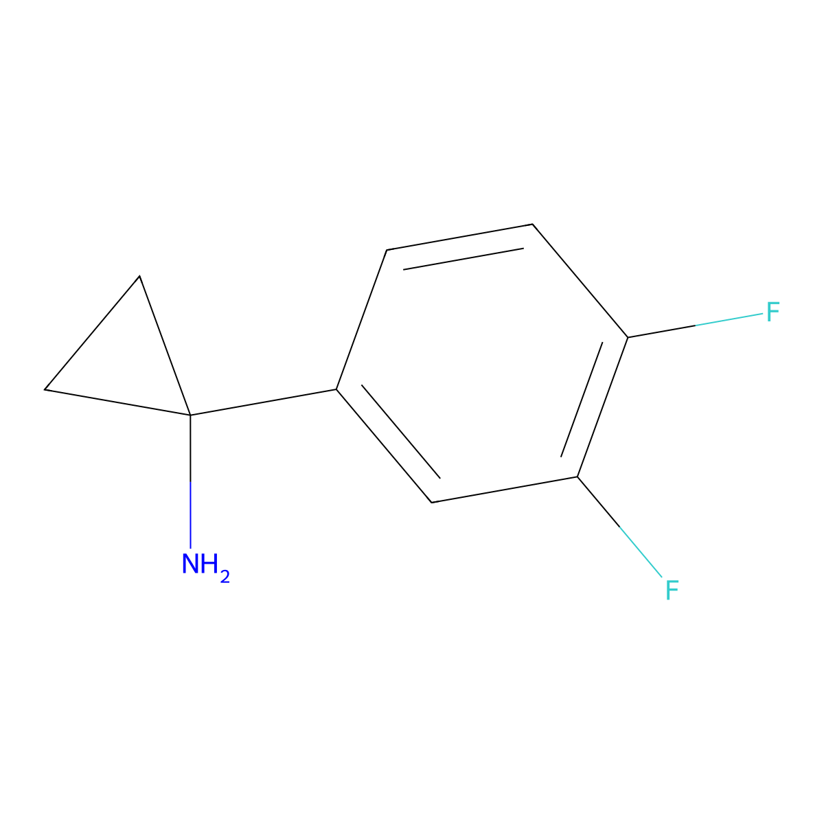 1-(3,4-Difluorophenyl)cyclopropanamine molecular structure, CAS 474709-85-8