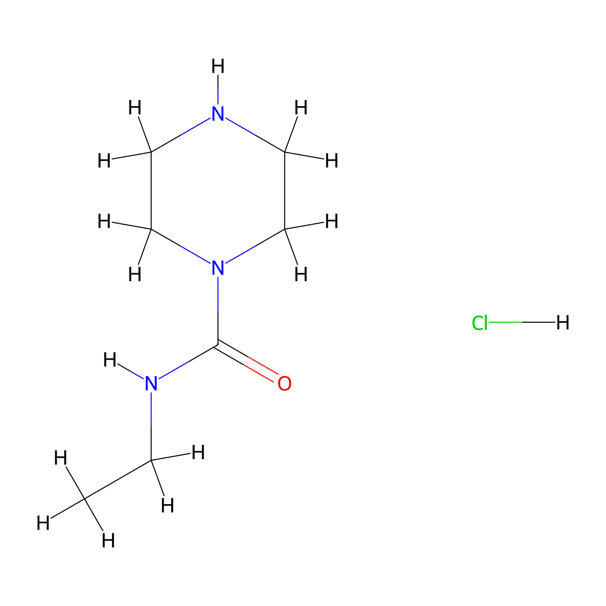 N-ethylpiperazine-1-carboxamide hydrochloride molecular structure, CAS 474711-90-5