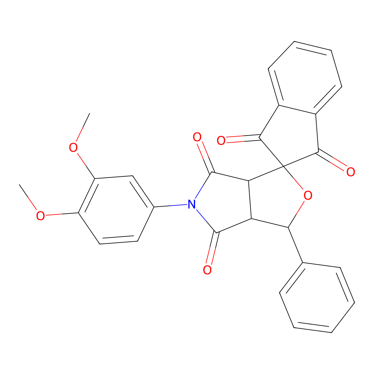 5-(3,4-dimethoxyphenyl)-1-phenylspiro[3a,6a-dihydro-1H-furo[3,4-c]pyrrole-3,2'-indene]-1',3',4,6-tetrone molecular structure, CAS 474760-33-3