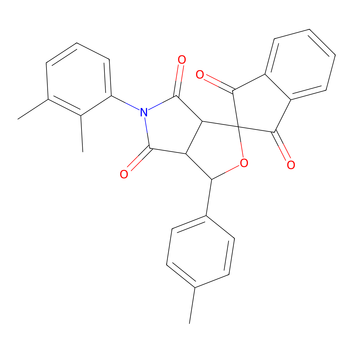 5-(2,3-dimethylphenyl)-3-(4-methylphenyl)-3a,6a-dihydrospiro[furo[3,4-c]pyrrole-1,2'-indene]-1',3',4,6(3H,5H)-tetrone molecular structure, CAS 474760-34-4