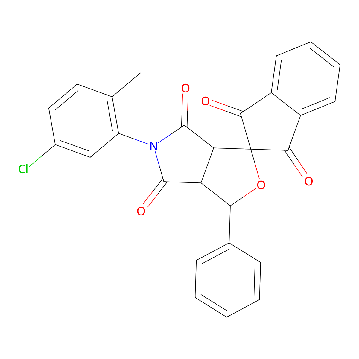 5-(5-chloro-2-methylphenyl)-1-phenylspiro[3a,6a-dihydro-1H-furo[3,4-c]pyrrole-3,2'-indene]-1',3',4,6-tetrone molecular structure, CAS 474760-37-7