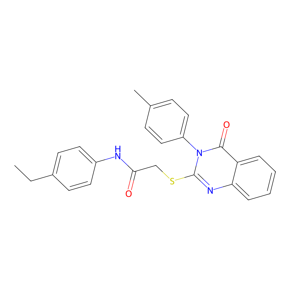 N-(4-Ethyl-PH)-2-((3-(4-ME-PH)-4-oxo-3,4-dihydro-2-quinazolinyl)thio)acetamide molecular structure, CAS 474760-87-7