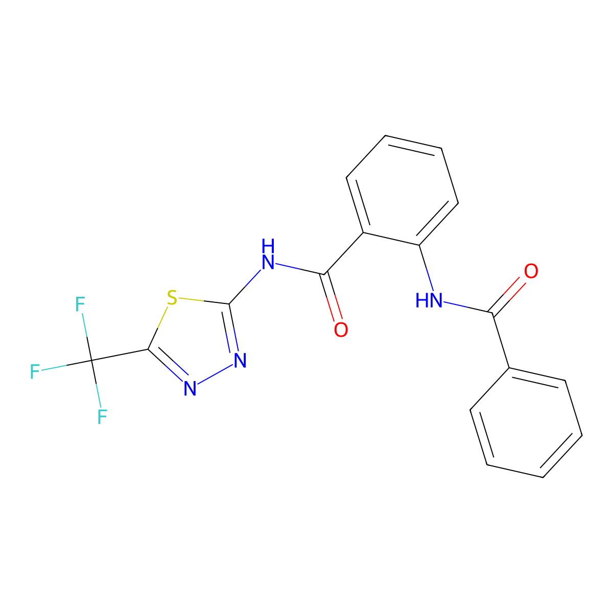 2-benzamido-N-[5-(trifluoromethyl)-1,3,4-thiadiazol-2-yl]benzamide molecular structure, CAS 4748-07-6