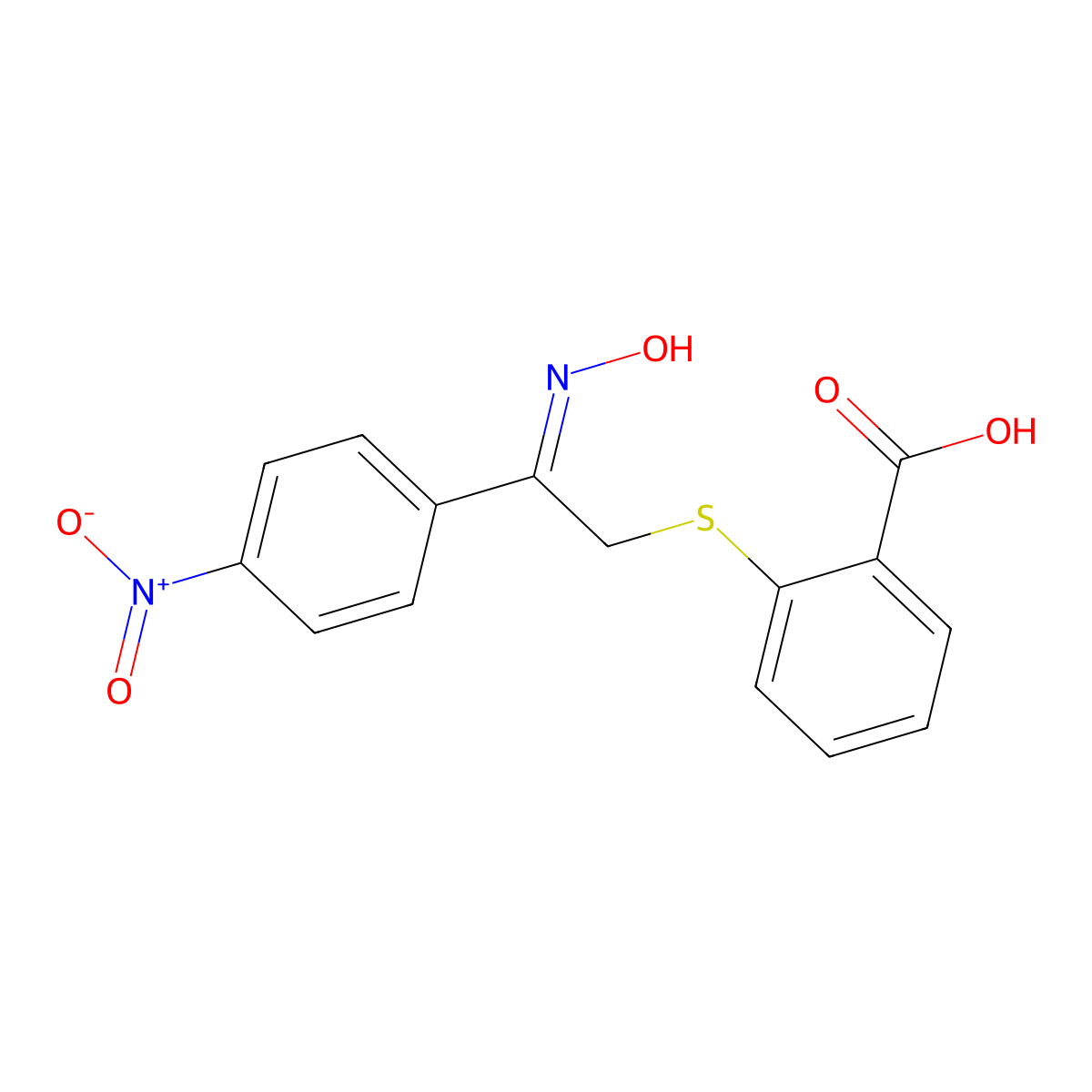 2-[2-hydroxyimino-2-(4-nitrophenyl)ethyl]sulfanylbenzoic Acid molecular structure, CAS 4748-68-9